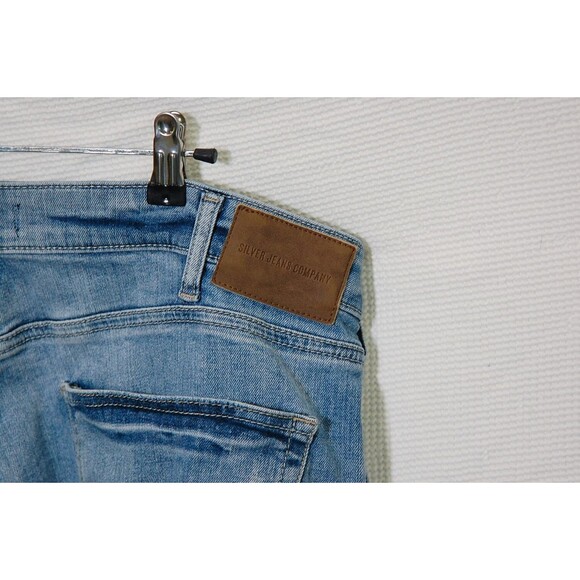 Silver Jeans Mens 36x30 Blue Eddie Tapered Pants Actual 36x29 Western Distressed - Picture 13 of 14